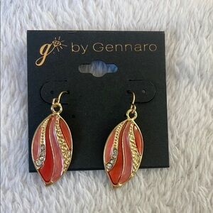 Gold and Pink coral colored Earrings new with rhinestones
